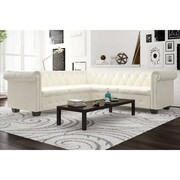 vidaXL Sofa Chesterfield pięcioosobowa biała, sztuczna skóra vidaXL 243613