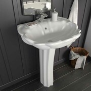 vidaXL Umywalka z postumentem, ceramiczna, biała, 580x510x200 mm vidaXL 143005