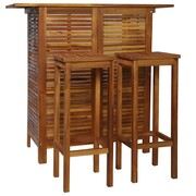 vidaXL Stolik barowy i hokery, 3 elementy, lite drewno akacjowe vidaXL 44008