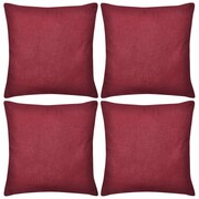 vidaXL 4 Burgundowe bawełniane poszewki na poduszki 40 x 40 cm vidaXL 130931