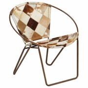 vidaXL Fotel z prawdziwej skóry, 69 x 69 x 69 cm, w romby, brązowy vidaXL 246370