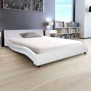 vidaXL Łóżko ze sztucznej skóry z materacem Memory 140x200 cm białe vidaXL 273862