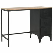 vidaXL Biurko z szufladami, lite drewno jodłowe i stal, 100x50x76 cm vidaXL 246421