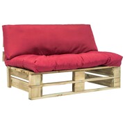 vidaXL Sofa ogrodowa z palet z czerwonymi poduszkami, drewno FSC vidaXL 275286