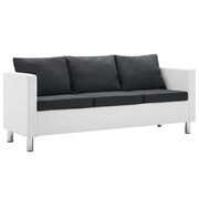 vidaXL Sofa 3-osobowa obita sztuczną skórą, biało-ciemnoszara vidaXL 247175