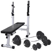 vidaXL Ławka do ćwiczeń ze stojakiem, sztangami i hantlami, 120 kg vidaXL 275375