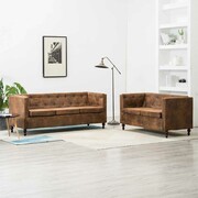 vidaXL Zestaw mebli Chesterfield, 2 cz., materiał zamszopodobny, brąz vidaXL 275626