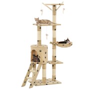 vidaXL Drapak ze słupkami sizalowymi, 138 cm, beżowy w kocie łapki vidaXL 170581