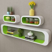 vidaXL 3 białe i zielone wiszące półki MDF Cube vidaXL 242163