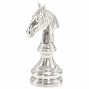 vidaXL Rzeźba szachowego skoczka, lite aluminium, 54 cm, srebrna vidaXL 246525