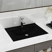 vidaXL Luksusowa umywalka prostokątna z otworem na kran, czarna, 60 x 46 cm vidaXL 140687