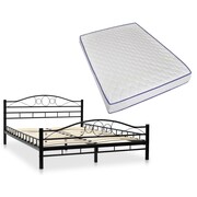 vidaXL Metalowe łóżko z materacem z pianki memory, 140x200 cm, czarne vidaXL 275650