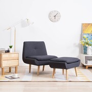 vidaXL Fotel tapicerowany tkaniną z podnóżkiem, ciemnoszary vidaXL 246979