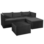 vidaXL Zestaw mebli do ogrodu, 10 części, polirattan, czarno-szary vidaXL 44169