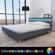 vidaXL Łóżko z taśmą LED, 160 x 200 cm, materiałowe, ciemnoszare vidaXL 242073