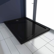 vidaXL Brodzik prysznicowy prostokątny ABS czarny 80 x 110 cm vidaXL 141459