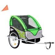 vidaXL Rowerowa przyczepka dla dzieci/wózek 2-w-1, zielono-szara vidaXL 91378