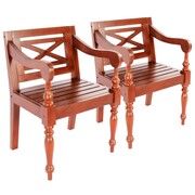 vidaXL Krzesła Batavia, 2 szt., lity mahoń, 58x50x82 cm, ciemnobrązowe vidaXL 246965