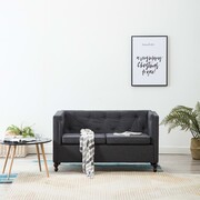 vidaXL Sofa 2-osobowa w stylu Chesterfield, materiałowa, ciemnoszara vidaXL 247162
