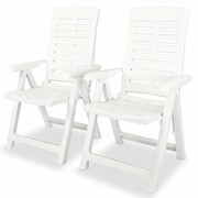 vidaXL Krzesła ogrodowe rozkładane, 2 szt., białe, 60 x 61 x 108 cm vidaXL 43895
