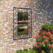 vidaXL Lustro ścienne do ogrodu, prostokątne, 50 x 80 cm, czarne vidaXL 275609