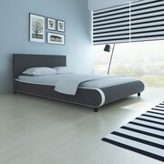 vidaXL Łóżko ze sztucznej skóry z materacem Memory, 140x200 cm, szare vidaXL 272464