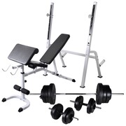 vidaXL Ławka do ćwiczeń ze stojakiem, sztangą i hantlami, 60,5 kg vidaXL 275362