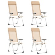 vidaXL Składane krzesła turystyczne, 4 szt., kremowe, aluminiowe vidaXL 44309
