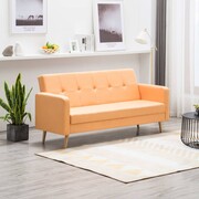 vidaXL Sofa tapicerowana materiałem, żółta vidaXL 247035