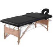 vidaXL Czarny składany stół do masażu 2 strefy z drewnianą ramą vidaXL 110077