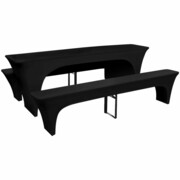 vidaXL 3 czarne, rozciągliwe pokrowce na stół i ławki 220 x 70 x 80 cm vidaXL 130795