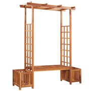 vidaXL Pergola ogrodowa z ławką i donicami, lite drewno akacjowe vidaXL 44110