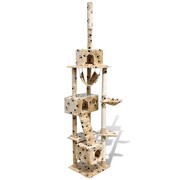 vidaXL Drapak dla kota 220 - 240 cm 3 domki, beż z motywem kocich łapek vidaXL 170107
