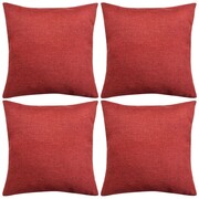 vidaXL Poszewki na poduszki 4 szt. lniane, burgundowe 50x50 cm vidaXL 131568