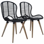 vidaXL Krzesła ogrodowe, 2 szt., naturalny rattan, 48x64x85 cm, czarne vidaXL 246807