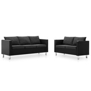 vidaXL Zestaw 2 sof tapicerowanych sztuczną skórą, czarno-ciemnoszary vidaXL 275509