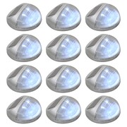 vidaXL Ścienne lampy solarne LED na zewnątrz, 12 szt, okrągłe, srebrne vidaXL 44473