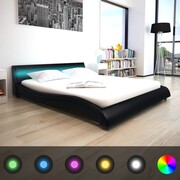 vidaXL Łóżko ze sztucznej skóry z materacem Memory Foam i pasem LED 160 x 200 cm czarne vidaXL 273914