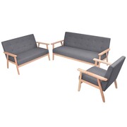 vidaXL Zestaw wypoczynkowy, 3 szt., tkanina, ciemnoszary vidaXL 274926