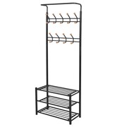 vidaXL Wieszak na ubrania z półkami na buty 68x32x182,5 cm, czarny vidaXL 243726