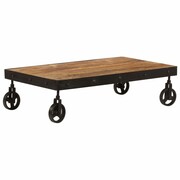 vidaXL Stolik kawowy na kółkach, lite drewno mango, 100 x 60 x 26 cm vidaXL 246696
