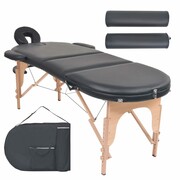 vidaXL Składany stół do masażu z 2 wałkami, grubość 10 cm, czarny vidaXL 110159