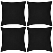 vidaXL 4 Czarne bawełniane poszewki na poduszki 80 x 80 cm vidaXL 130906