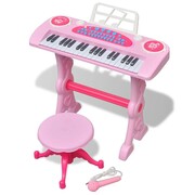 vidaXL Zabawkowy keyboard ze stolikiem i mikrofonem, różowy vidaXL 80118