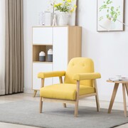 vidaXL Fotel tapicerowany tkaniną, żółty vidaXL 246651