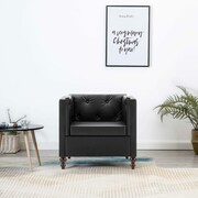 vidaXL Fotel tapicerowany sztuczną skórą, czarny vidaXL 247152