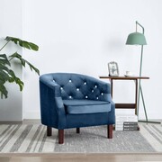 vidaXL Fotel tapicerowany aksamitem, 65 x 64 x 65 cm, niebieski vidaXL 247008