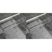 vidaXL Odpływ prysznicowy liniowy, stal nierdzewna, 2 szt., 730x140 mm vidaXL 275949