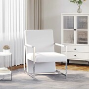 vidaXL Fotel z chromowaną ramą i obiciem ze skóry syntetycznej, biały vidaXL 241007