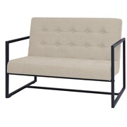 vidaXL 2-osobowa sofa z podłokietnikami, stal i tkanina, kremowa vidaXL 245526